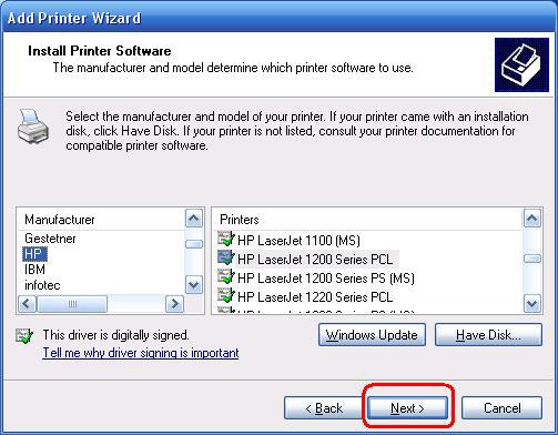 If you already have the printer s driver installed, you will be asked whether to
