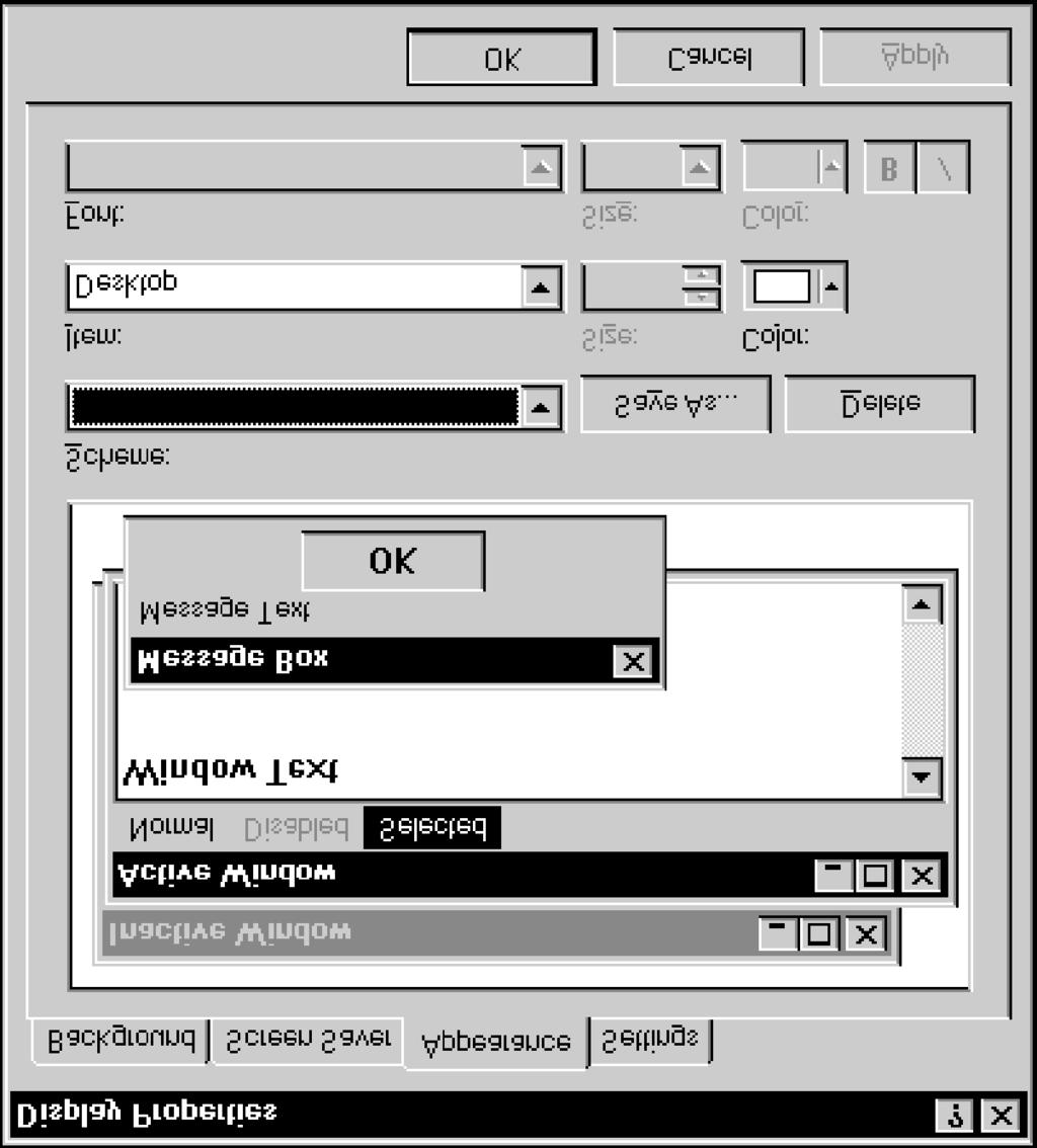 Lesson 19 - Customizing the Display Windows NT Basics Changing desktop fonts " You can quickly access the Display Properties dialog box by clicking the right mouse button on any blank area of the