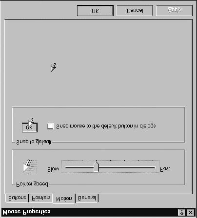 Windows NT Basics Lesson 20 - Customizing the Mouse ADJUSTING MOUSE SPEED The speed at which the mouse pointer moves on the screen can be adjusted to make the pointer faster or slower with the same