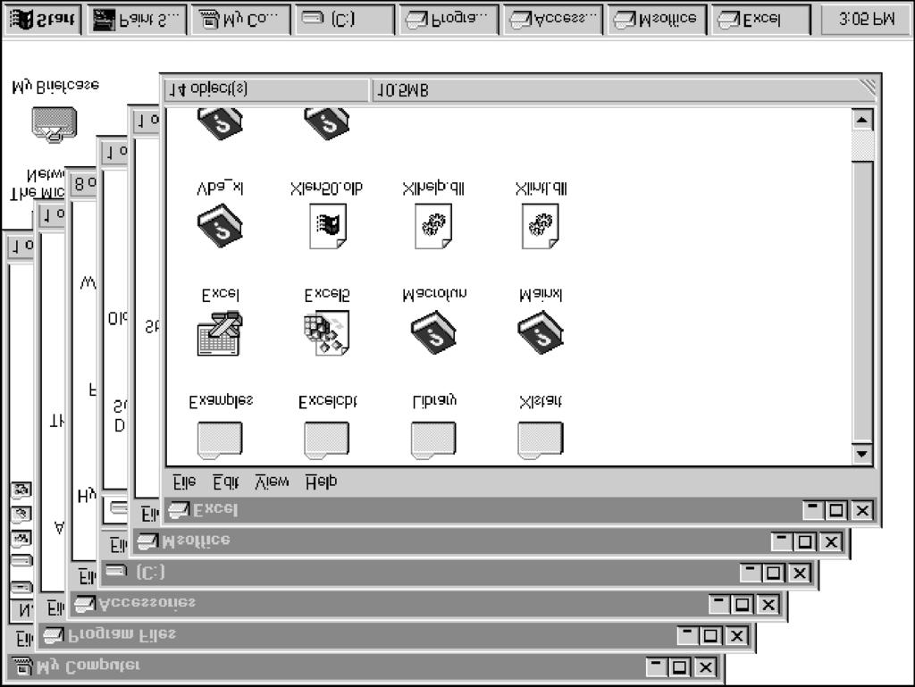 Lesson 4 - Manipulating Windows & Programs Windows NT Basics Cascading open windows & Before you select the Cascade command, make sure that all the windows you want to display are open.