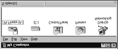 Files inside folders appear as icons of spreadsheets, documents, or other objects. Folders are used throughout Windows NT.