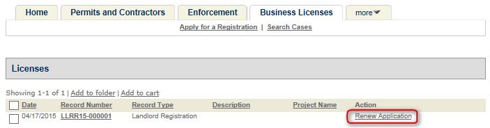 Business Licenses tab. Here you will see your case(s). 3.