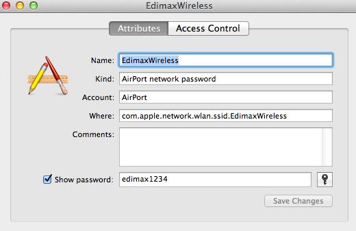 In the example below, the network security password is
