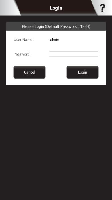 interface. It is recommended that you change the password from the default 1234.