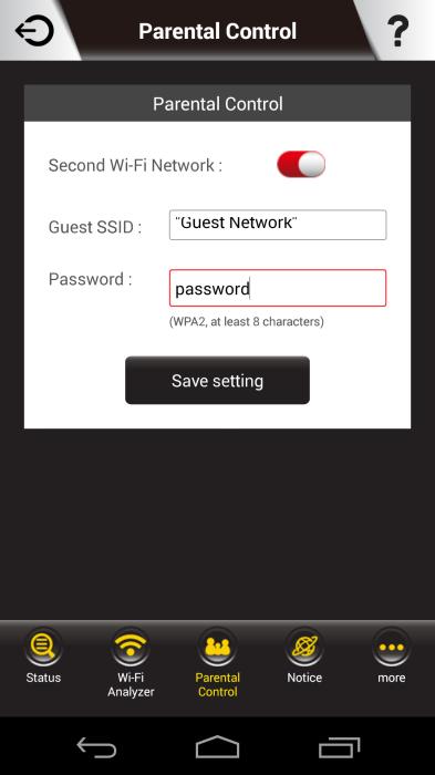 IV-3. Parental Control The parental control function is a guest Wi-Fi network (SSID) which can be used for children, and switched on or off remotely using the EdiRange app independent from your