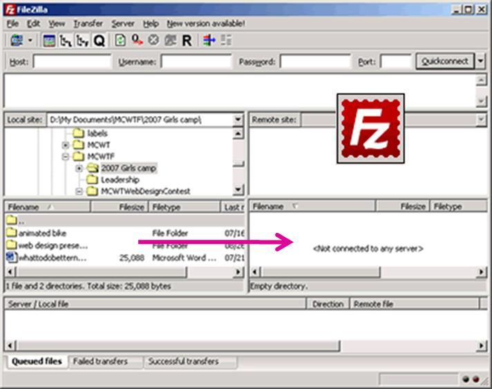 Using the FileZilla interface Module 2 FileZilla Using FileZilla is a lot like moving files from one folder to another in Windows Explorer.