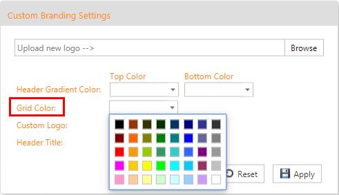 Beside Header Gradient Color and from the Top Color palette, select the desired color that you want to display as the top color for the Application Title Header.