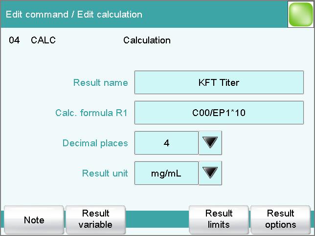6.1 Creating a method for titer determination Tap on [Continue]. The dialog with the calculation formula appears.