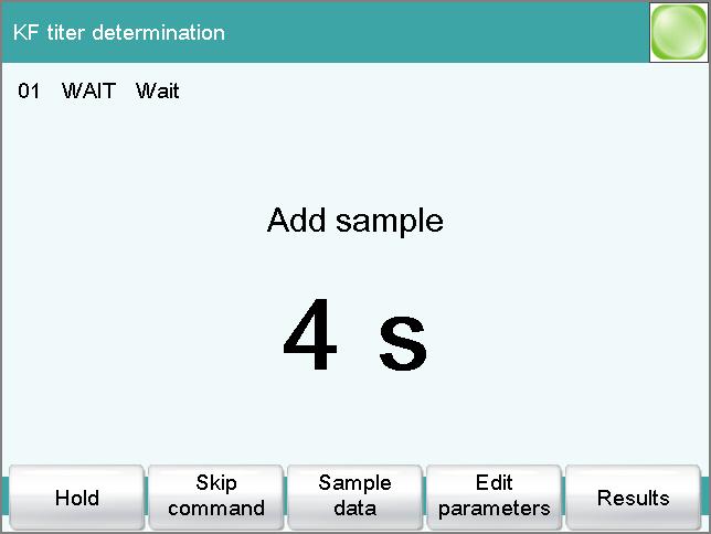 7 Carrying out the water content determination of a sample Enter a further designation for the sample (e.g., batch number or sampling date).