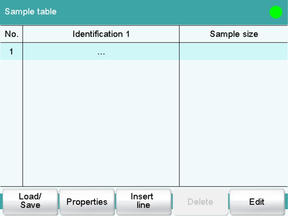 8 Performing titration with supplementary functions 2 Entering the sample data Tap on [Sample table].