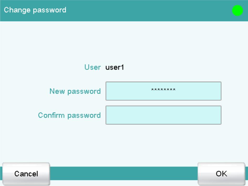 9 Setting up the user administration 2 Defining a password Tap on the input field New password. Enter a password. It may not be more than 10 characters long. NOTE Note the password.