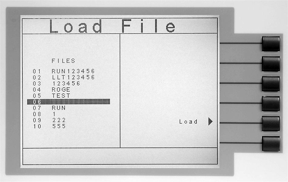 5.2.1. Load File From the Perform Tests screen press the Load File soft key. The Load File screen will now be displayed.