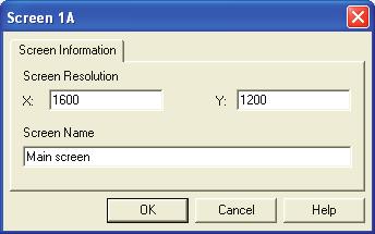 Chapter 4: Configuration 3. Double-click on each screen representation to set the screen resolution and, optionally, to add a screen name.