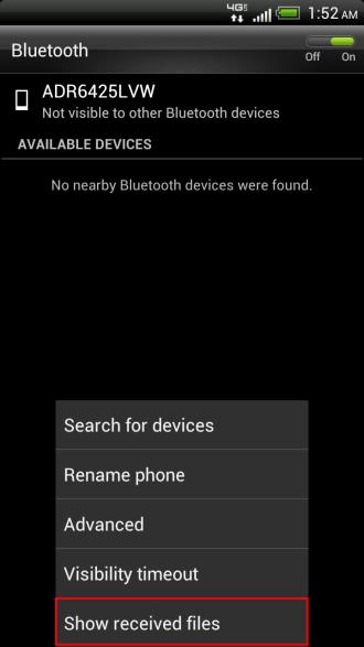 To view your Bluetooth received files, go to Settings > Bluetooth and tap the Menu button and choose Show received files.