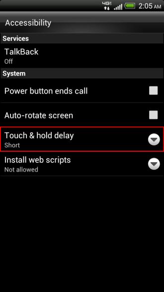 If you are always activating the alternate menu of your device because your tap is being recognized as tap and hold, you can increase the delay.