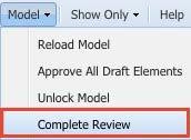 3.4.3.2 Complete Review Reviewers should review the model and reject when they see problems such as duplicated concepts, misspellings, etc. If no problems occur, the model should approve be approved.