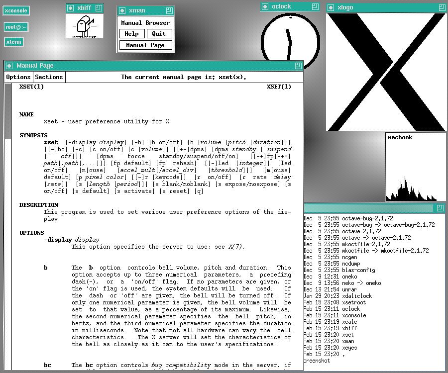 X Windows (X11) System X Windows Developed in 1984 (based on MIT Athena project) by a consortium of companies. Standard windowing system for Unixes.