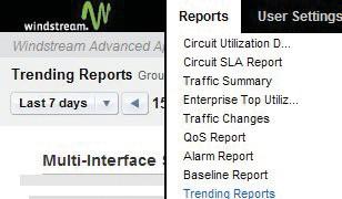Interface Reports 12.10 Trending Report The Trending report provides information about the inbound or outbound utilization for the selected interface by mapping the Protocol usage.
