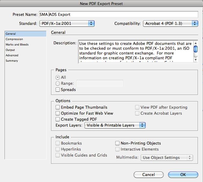 For this example, my preset is already named SMA ADS Export.