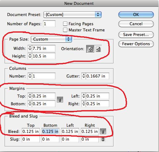 General Design Guidelines Document Construction Build document page size to the final page TRIM size. Extend the bleed 1/8 bleed on all 4 sides of your layout.