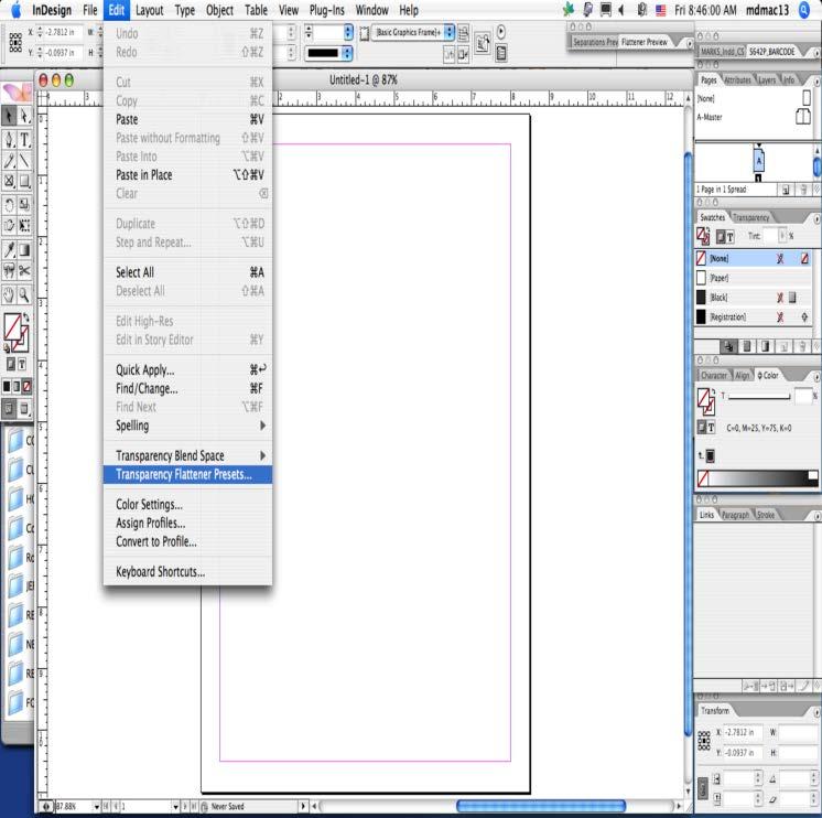 InDesign Importing the Transparency