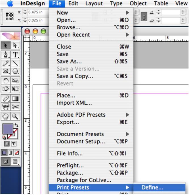 InDesign Importing the Print to