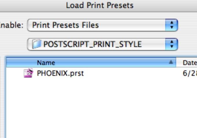 InDesign Importing the Print to Postscript Preset (cont d) Step 5 Step