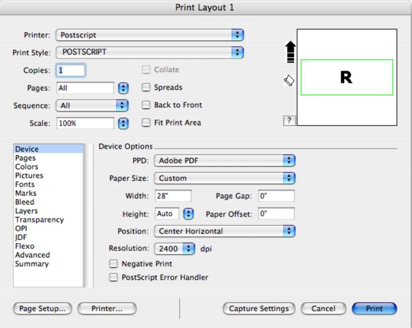 ** Step 1 Select File Select "Print" Select a "Postscript" printer Step 2 Select "Postscript" as