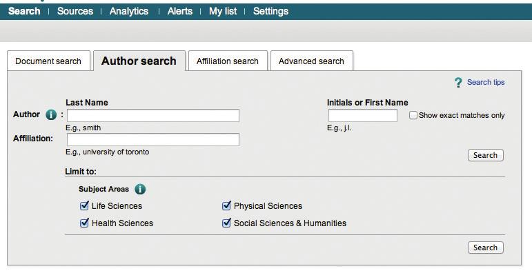 Starting an Author Search Author Search Select Author Search tab to search by author name.