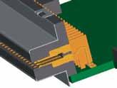 - - - Differential pair contact Ground/Power contact Fujitsu Components has designed the mechanical features of the connector to provide space saving footprint that will allow for 3 4x I/O connectors
