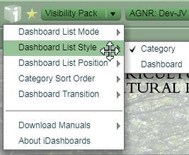 Dashboard List Style: Unopened dashboards can be displayed in two different ways: Category & Dashboard. a.