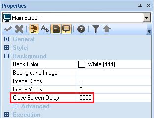 memory checkbox were activated for the screen. A delay time of 5 seconds is set by default.