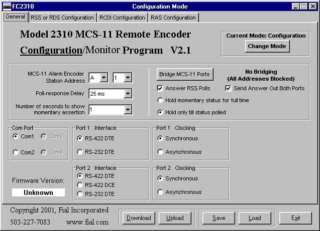 PROGRAMMING An included Windows based program is used to configure the MCS-11 Encoder. The configuration data is transferred between the PC and the MCS-11 Encoder s craft port using COM 1, 2, 3, or 4.