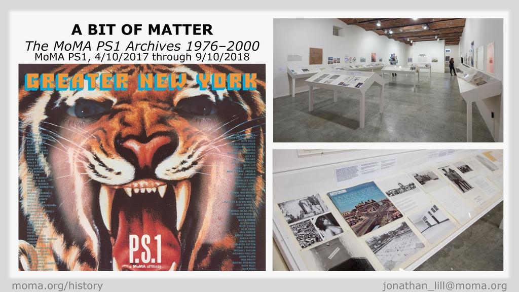 The first is an exhibition drawn almost entirely from the MoMA PS1 Archives detailing the first twenty-five years in the history of that groundbreaking enterprise.