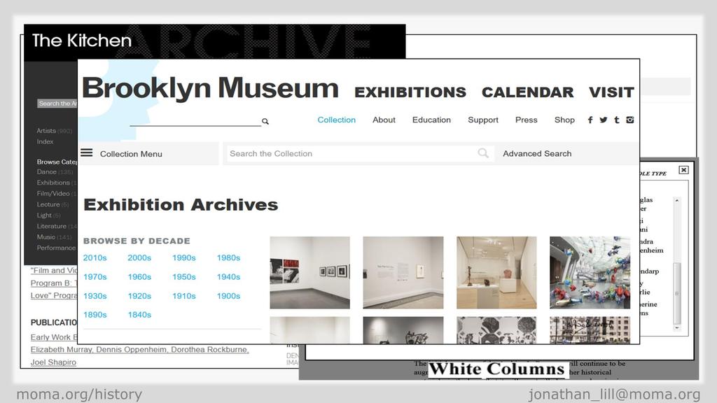 But why stop just with PS1? The New Museum has a fantastic dataset that powers their archive. If that data were accessible we could mix it in with ours.