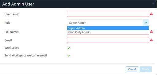 Click the Edit icon in the user details pane to modify the user details. 4. Click Delete User to remove an admin user. Figure 141: Admin Users Adding Admin User To add an admin user: 1.