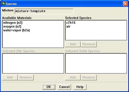Click Copy and close the Fluent Database Materials panel. 4. Set the mixture composition.