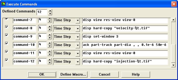 (d) Specify the commands for animation. Solve Execute Commands... i. Set Defined Commands to 12. ii. Enable On for command-1. iii. Enter 4 for Every. iv. Select Time Step from the When drop-down list.