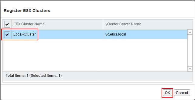 4. Select the ESX cluster from which to replicate virtual machines, and then click OK. 5.