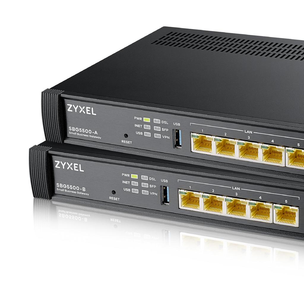 ZyWALL SBG5500/SBG3310 Series Multi-WAN Gigabit Router The ZyWALL SBG5500/3310 Series has been designed for small business and start-up company networks.