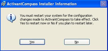 Click Yes to restart the client PC now or No to restart the client later.