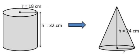 Height (h 1 ) of cylindrical bucket = cm Radius (r 1 ) of circular end of bucket = 18 cm Height (h ) of conical heap = 4 cm Let the radius of the circular end of conical heap be r.