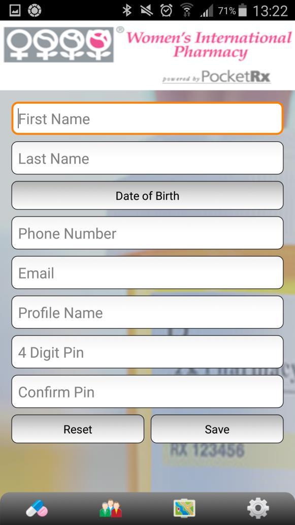 Enter the required information and select a username and pin.
