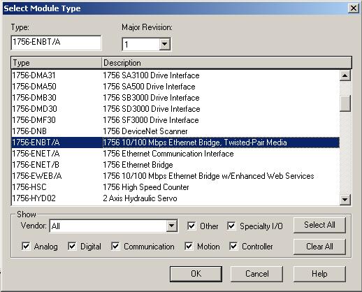 Solution 13 The Select Module Type dialog window is