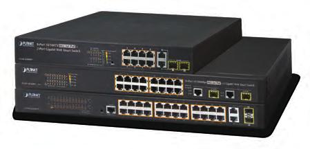 3at + 6 10/100/1000BASE-T port x 2 1000BASE-X SFP port x 2 220-watt budget PLANET Web Smart 802.