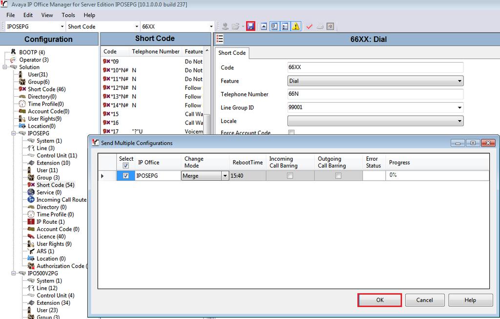 5.6. Save Configuration Once all the configurations have been made it must be saved to IP Office.