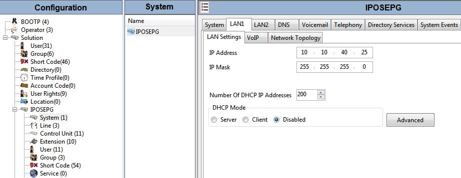 the main window click on the LAN1 tab and within that tab select the LAN