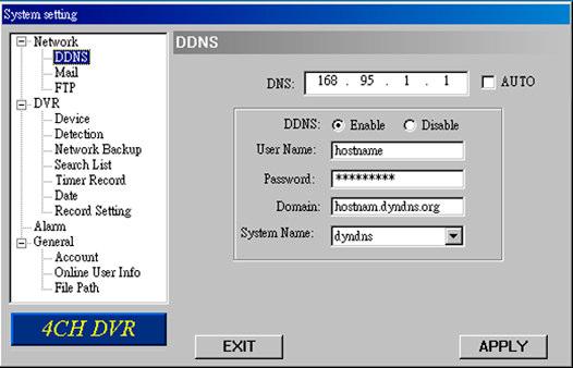 Auto: When using DHCP network connection, the "AUTO" check box will appear on this window. The system will automatically get DNS information from the Internet if this check box is selected.