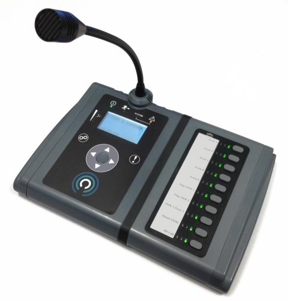 Microphone Options PA Zone Selection on Buttons or Graphic LCD Display Voice over IP, with PoE RJ45 Ethernet Port (With IP License) Dual Redundant Audio Outputs for A & B Routers plus Hardware Bypass