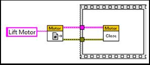 vi (just like we do with the drive and joystick), using the Motor Control Refnum Registry Get VI and Motor Control Close VI.